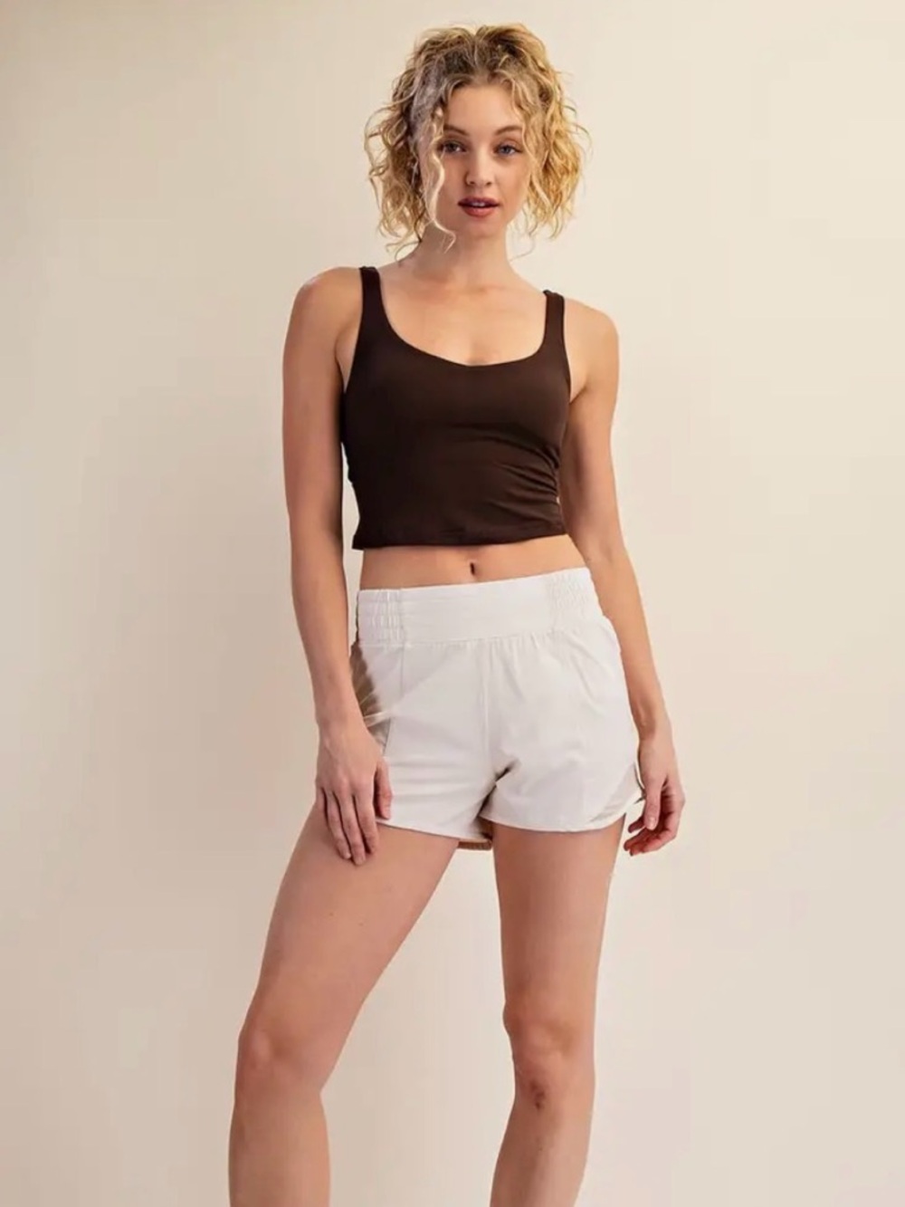 Rae Mode White Recycled Active Shorts With Mesh